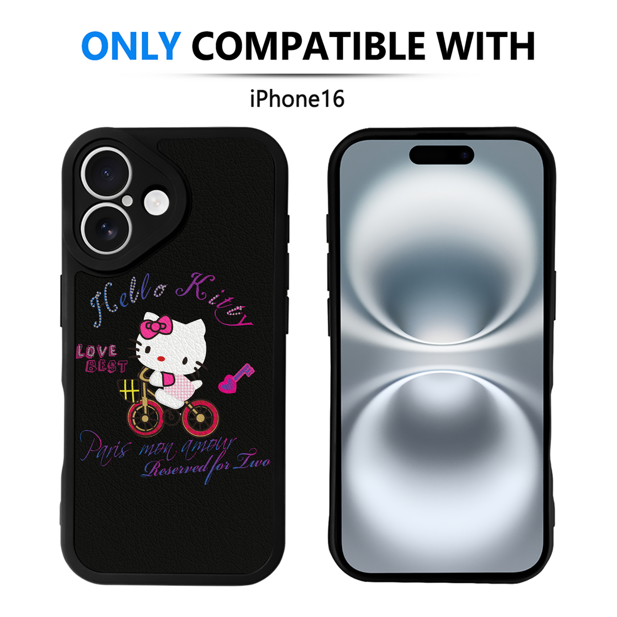 （画像用） Hello Kitty ハローキティ 【iPhone 16シリーズ対応】シリコンスマホケース（レザー調） 材質：シリコン